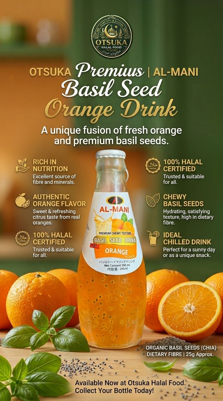 Al-Mani Basil Seed Orange Drink –290 ml
